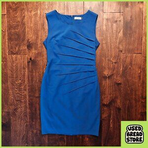 Calvin Klein Blue Sunburst Sheath Dress Lined 4P/6P Classy Formal Cocktail Party